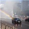 Красноярцы сняли еще один «фонтан» с радугой в центре города (видео)