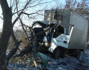 На правобережье Красноярска пьяный водитель врезался в дерево