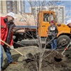 В красноярском Покровском высадили деревья на Аллее Памяти