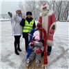 На Татышеве полицейские бесплатно катали красноярских детей на упряжке хаски и дарили подарки (видео)